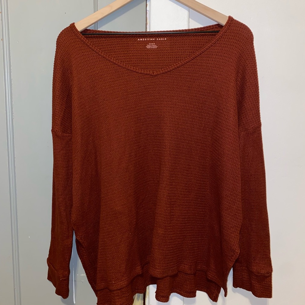 American Eagle - Waffle Oversized Long Sleeve Shirt